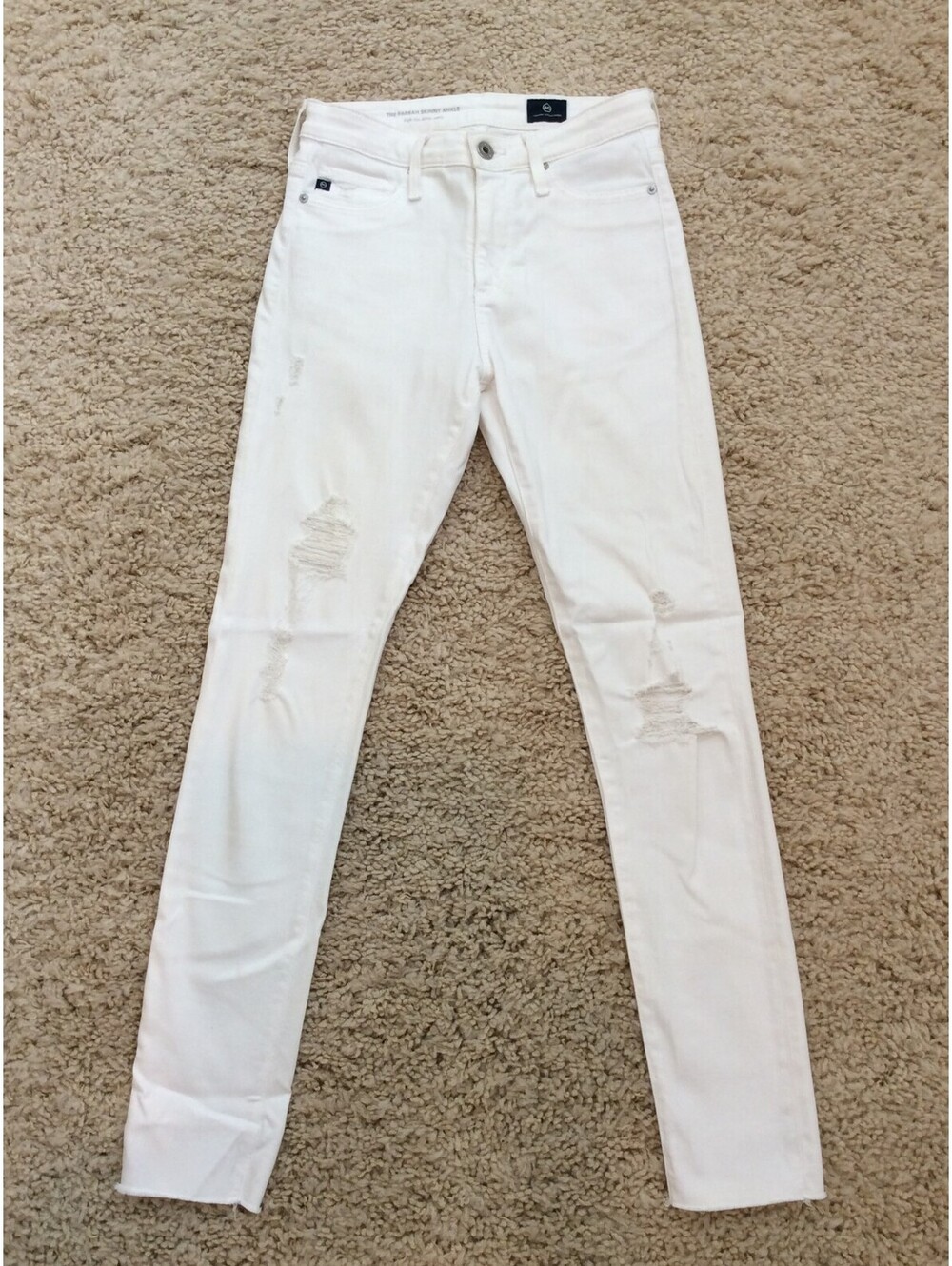 AG Adriano Goldschmeid Farrah High Rise Skinny Ankle Distressed White - 25
